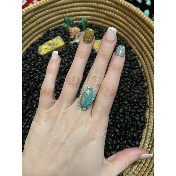 Southwest Sterling Silver Kenny Ray Signed Turquoise Ring~Blue Oval Size 7 - Picture 7 of 8